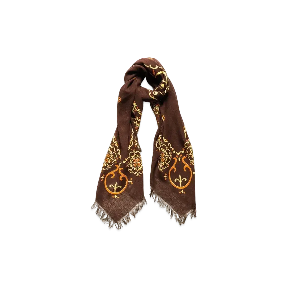KAPITAL Hemp Rayon Fringe Stall "Brown"
