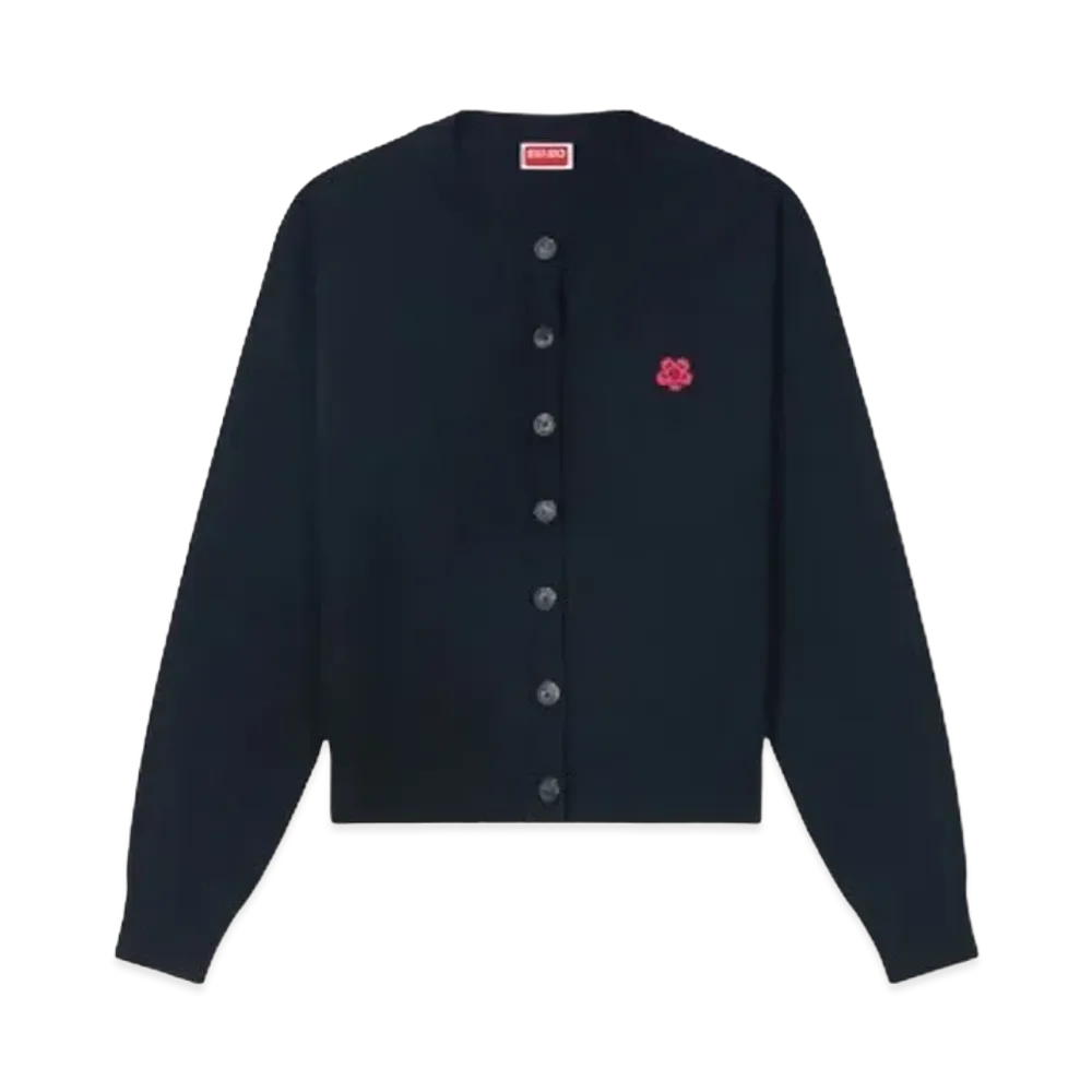 KENZO 'BOKE FLOWER' Embroidery Crewneck Cardigan "Black"