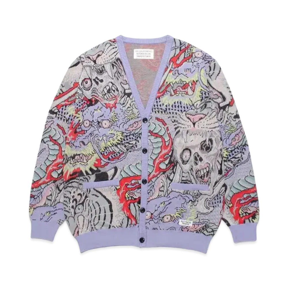 WACKO MARIA TIM LEHI / Jacquard Cardigan "Purple"
