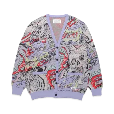 WACKO MARIA TIM LEHI / Jacquard Cardigan "Purple"