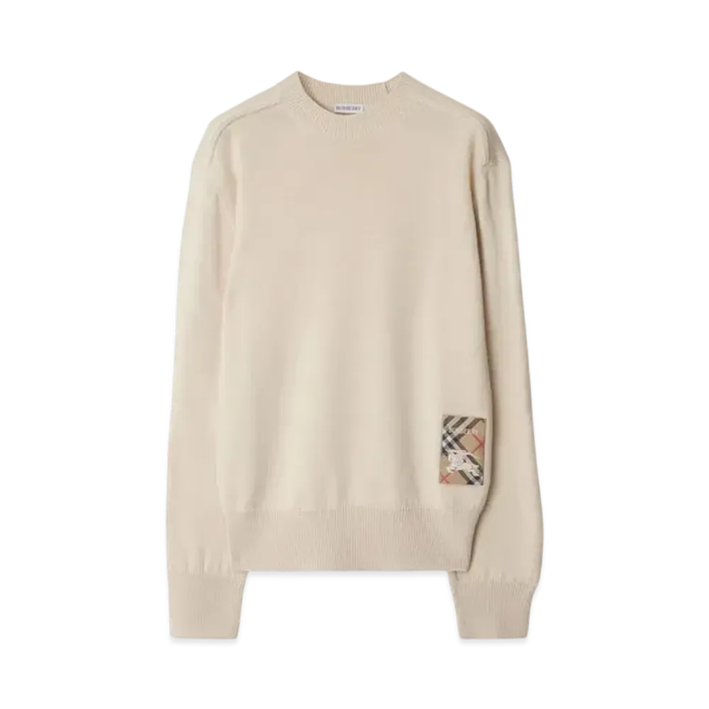 Burberry Check Label Wool Sweater "Nutmeg"