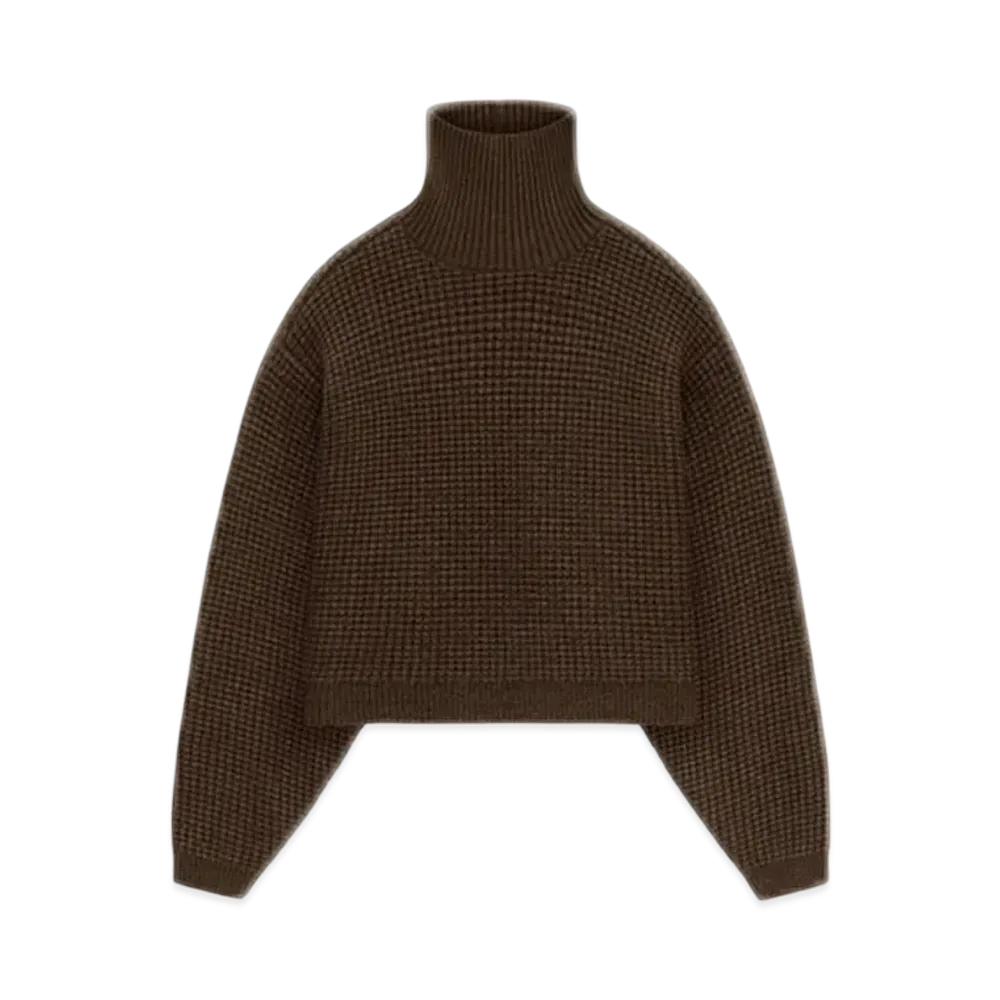 FEAR OF GOD Essentials Women's Heavy Waffle Cropped Turtleneck "Brown"