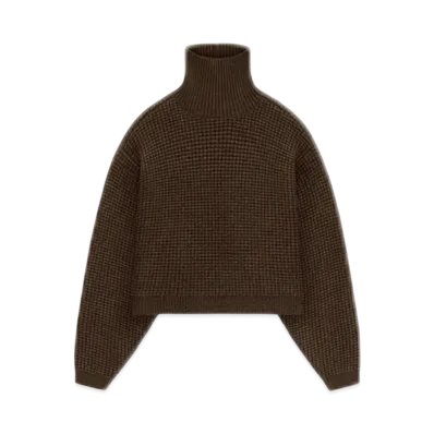 FEAR OF GOD Essentials Women's Heavy Waffle Cropped Turtleneck "Brown"