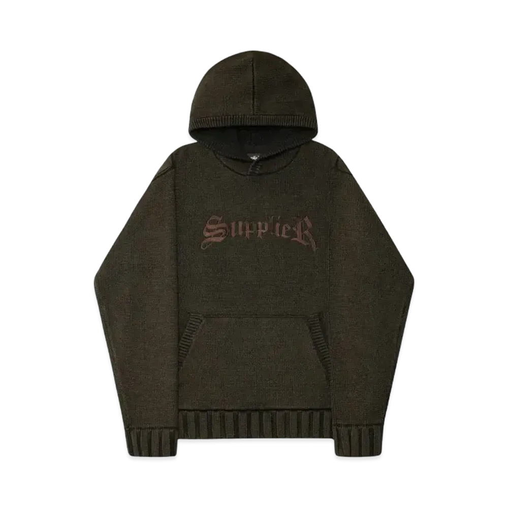 SUPPLIER Washed Logo Knit Hoodie "Black"