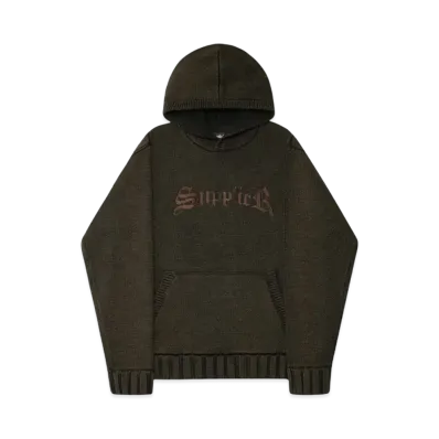 SUPPLIER Washed Logo Knit Hoodie "Black"