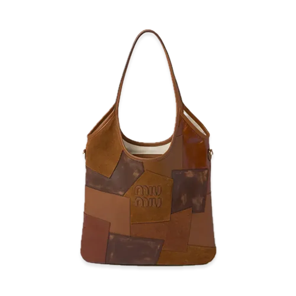 MIU MIU Ivy Leather Patchwork Bag "Cognac"
