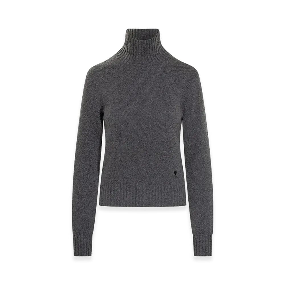 AMI PARIS Women's Turtleneck Sweater "Dark Gray"