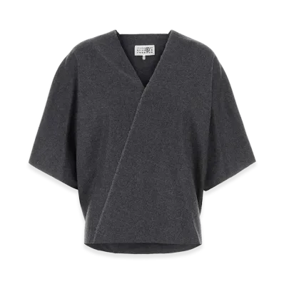 MM6 Maison Margiela Women's Dark Grey Wool Top "Grey"