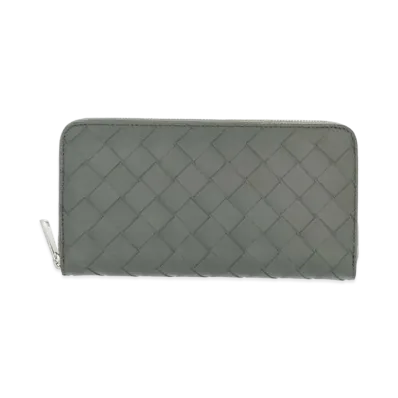 Bottega Veneta Intrecciato Calfskin Zip Around Wallet "Slate"