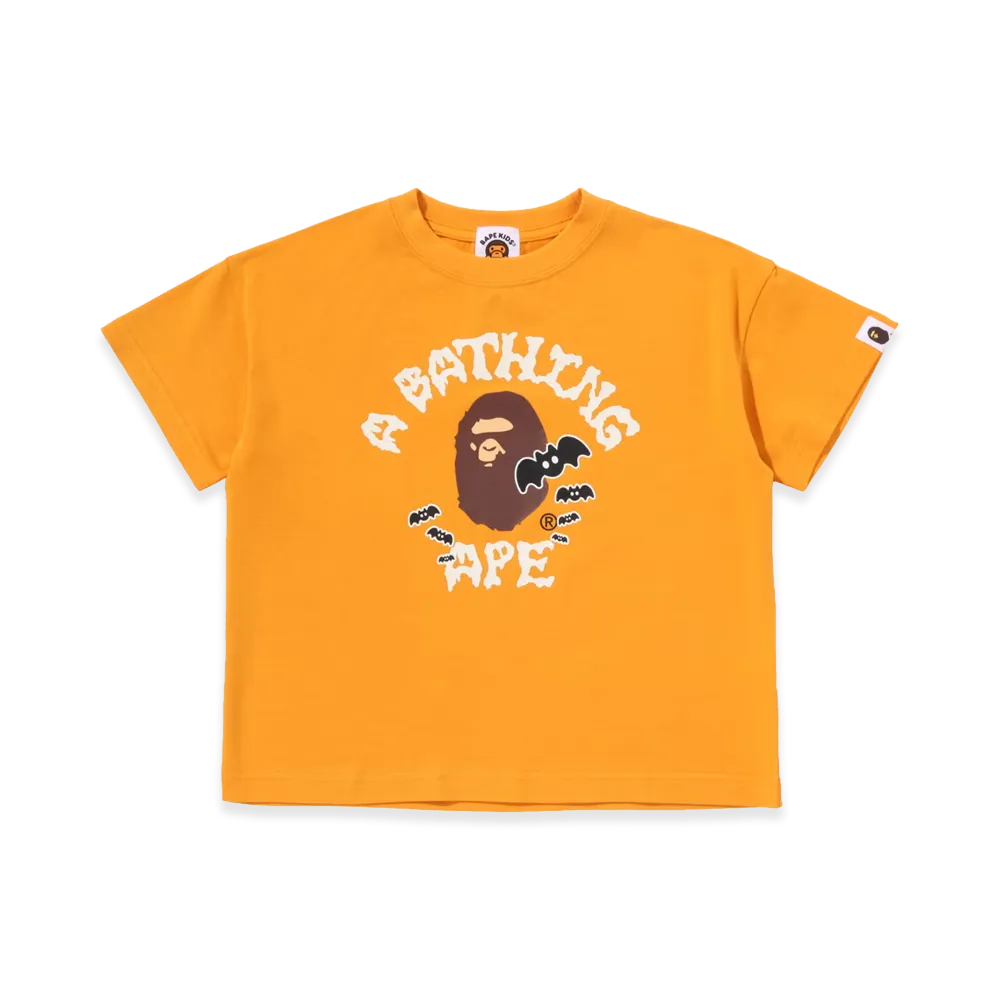 A BATHING APE Kids Halloween College Glow In The Dark Relaxed Fit Tee "Orange"