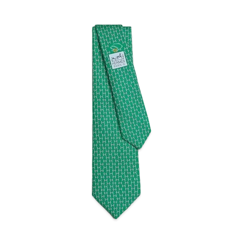 Hermes Tie 7 Dancing H "Vert/Ciel"