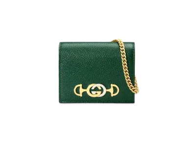 GUCCI Zumi Card Case Wallet "Dark Green Grainy"