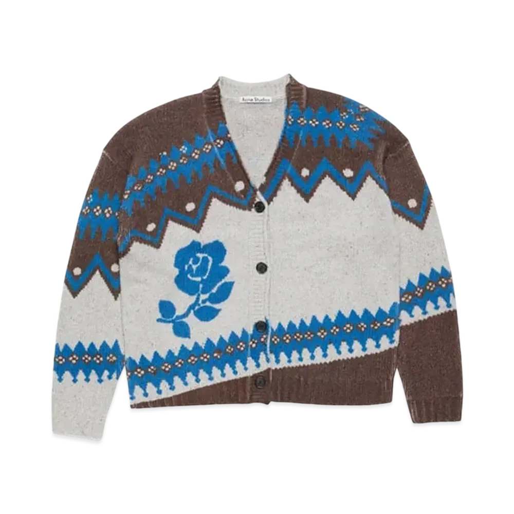 Acne Studios Jacquard Wool Cardigan "Brown/Blue"