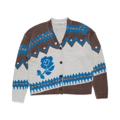 Acne Studios Jacquard Wool Cardigan "Brown/Blue"