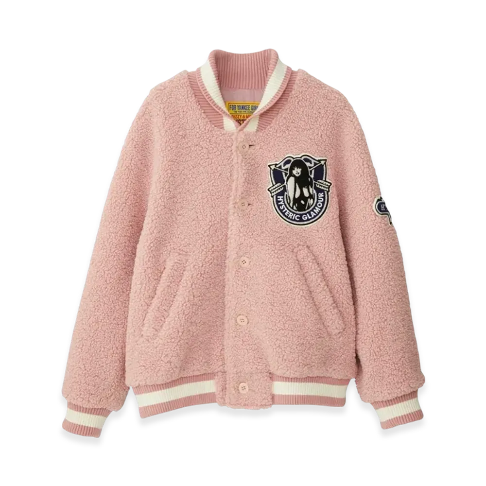 HYSTERIC GLAMOUR Hysteric College Emblem Stadium Jacket "Pink"