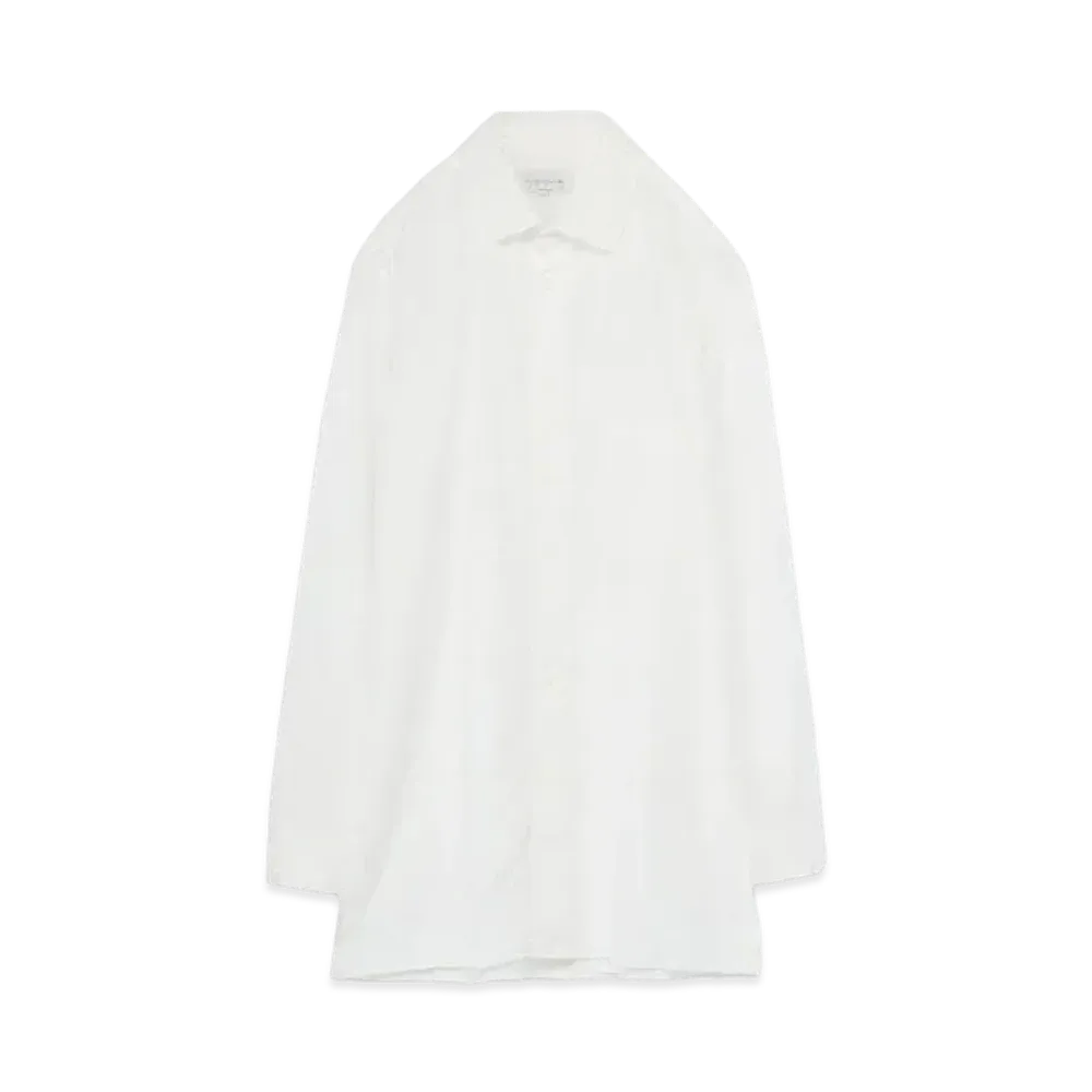 Yohji Yamamoto Pour Homme COTTON BROAD CHAIN STITCH COLLAR SHIRT "White"
