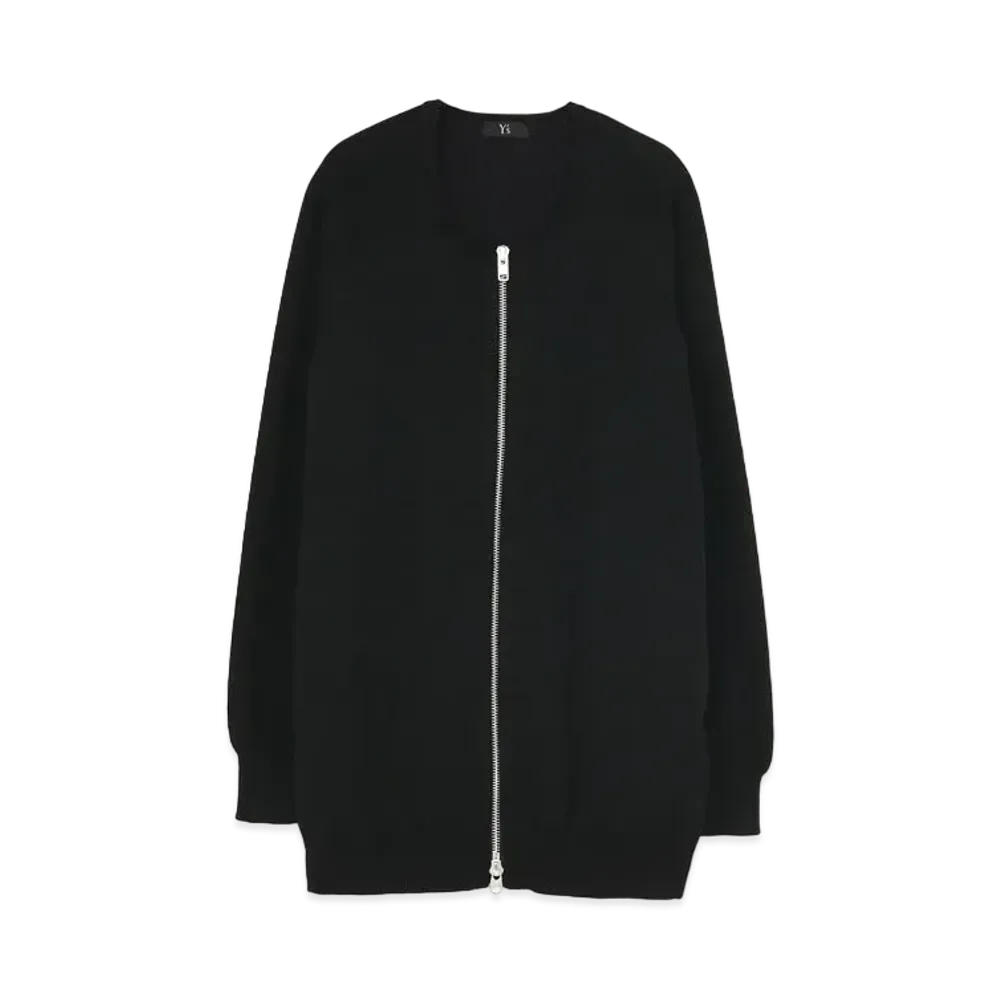 Yohji Yamamoto Y's POLYESTER/WOOL PLAIN STITCH COLLARLESS SHORT COAT "Black"