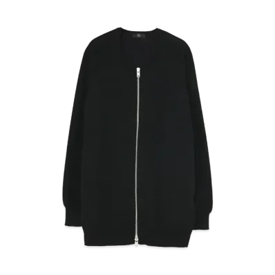 Yohji Yamamoto Y's POLYESTER/WOOL PLAIN STITCH COLLARLESS SHORT COAT "Black"