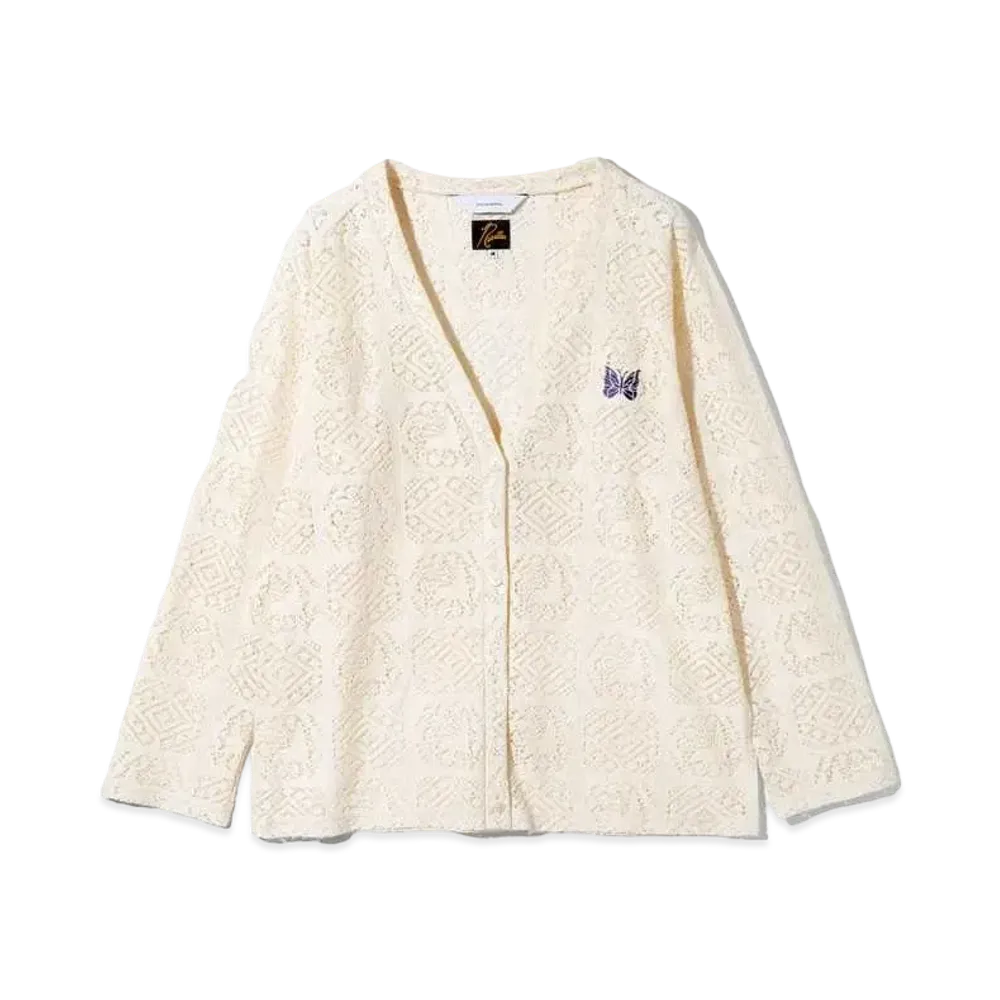 Needles x Sasquatchfabrix. V Neck Cardigan - Jah Lion Race "Natural"