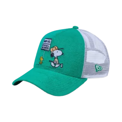 NEW ERA x PEANUTS 9Forty A-Frame Tracker Snoopy Woodstock Golf "Green"