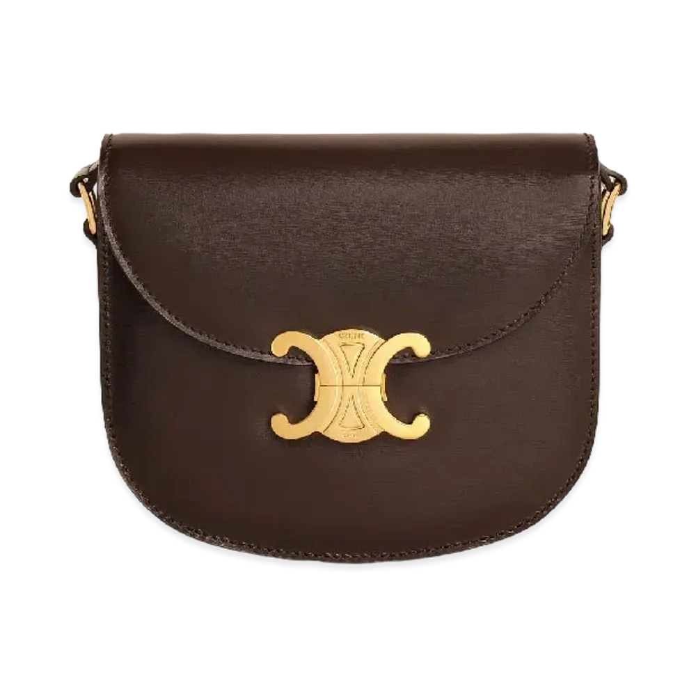 CELINE Teen Besace Triomphe In Shiny Calfskin "Brown"