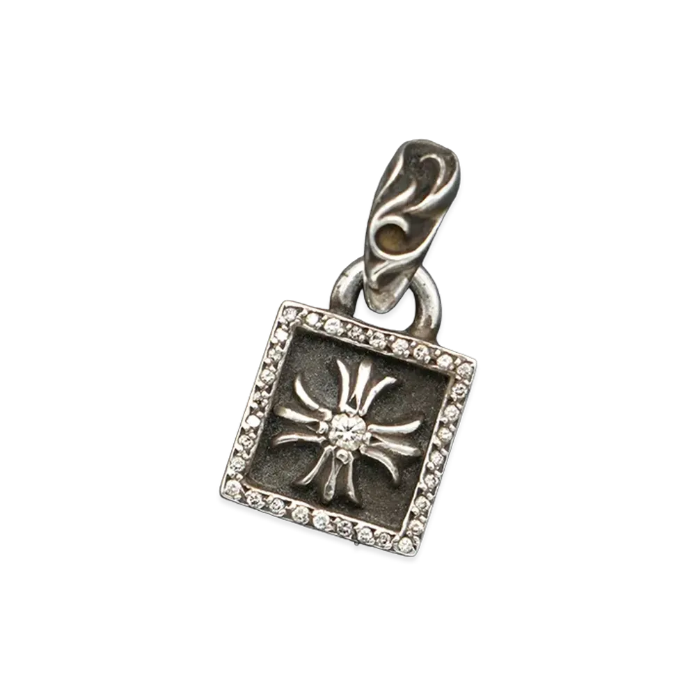 Chrome Hearts Framed CH Plus Pave Diamond SV925 Pendant Top "Silver"