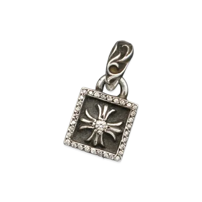 Chrome Hearts Framed CH Plus Pave Diamond SV925 Pendant Top "Silver"