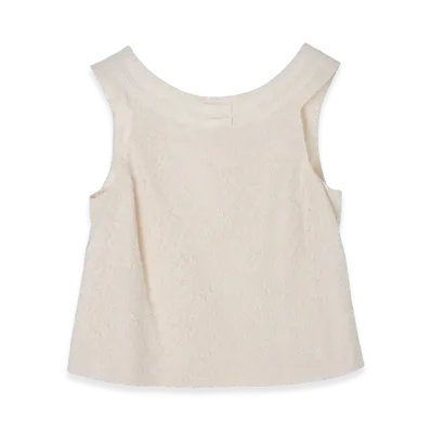 CELINE Top Sans Manches Details Noeud "Creme"