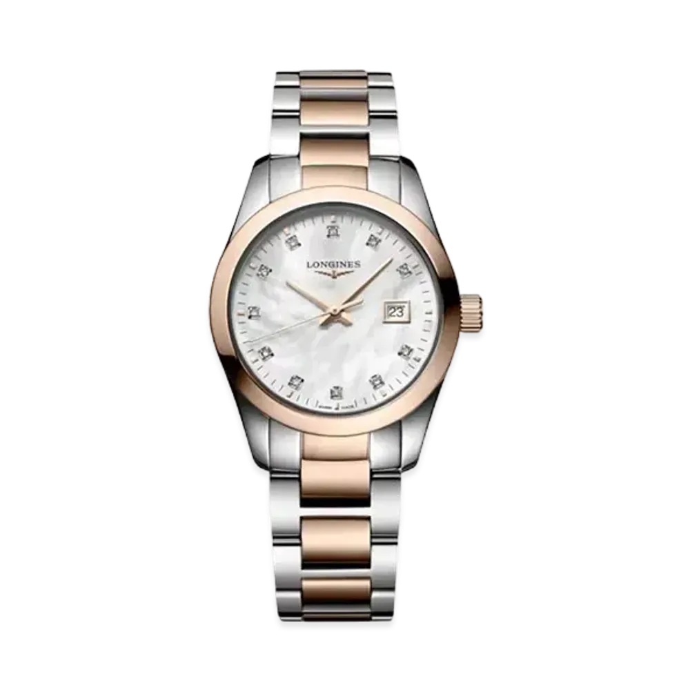 Longines Conquest Classic 29.50mm "White Mother-of-Pearl/Red/Stainless Steel" L2.286.3.87.7