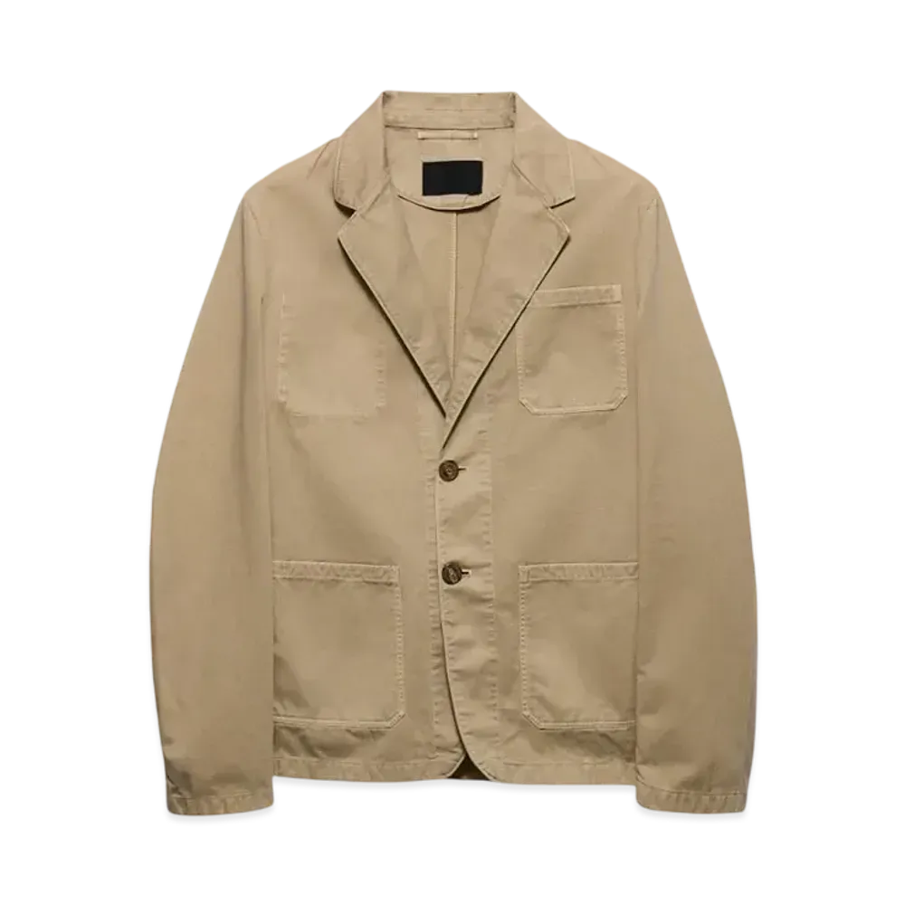 PRADA Men's Single-Breasted Cotton Jacket "Beige"
