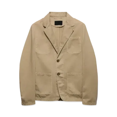 PRADA Men's Single-Breasted Cotton Jacket "Beige"