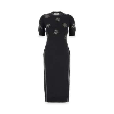 FENDI Women's Stretch Wool Dress "Charcoal Gray"