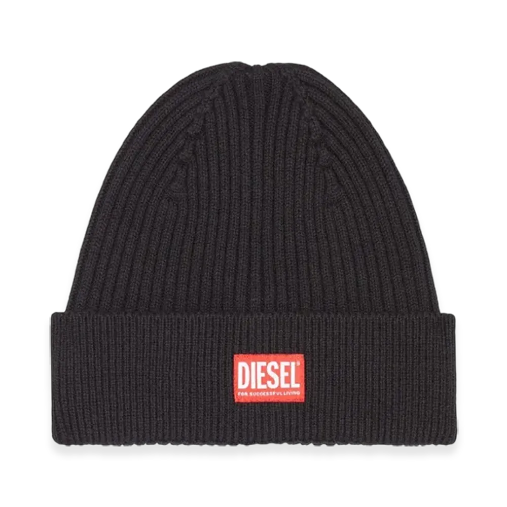 Diesel K-Coder-H 2X2 Knit Cap Logo "Black"