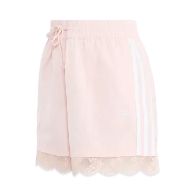 adidas Women's Lace Trim 3-Stripes Shorts "Sandy Pink"