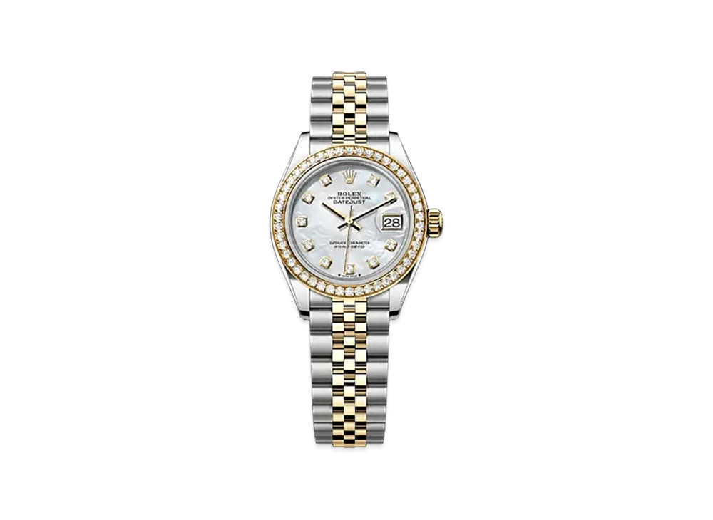 ROLEX Lady-Datejust 28mm Oystersteel & Yellow Gold Diamond 279383RBR "White Mother-of-Pearl"