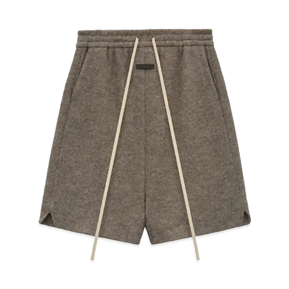 FEAR OF GOD ESSENTIALS Boiled Wool Relaxed Shorts "Wood"