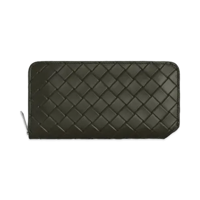 Bottega Veneta Intrecciato Stamp Zip Around Wallet "Camping"