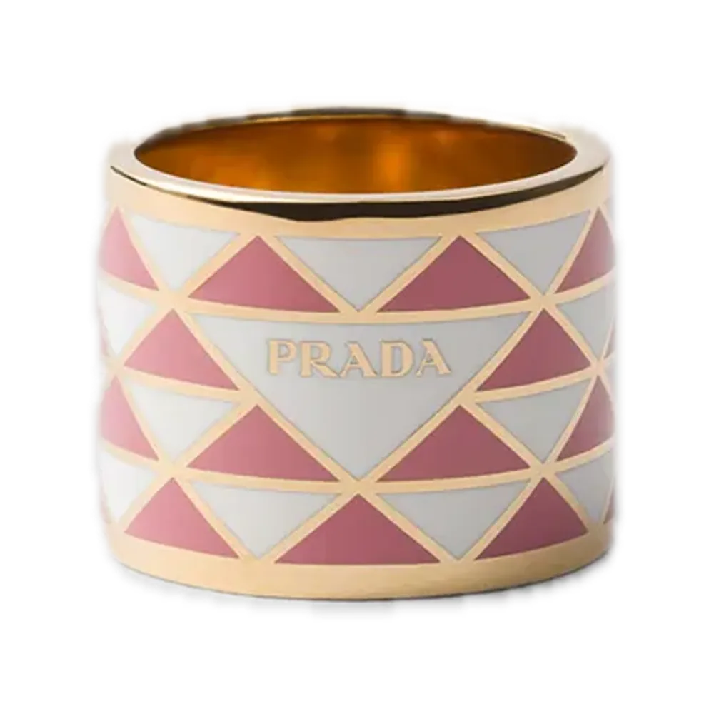 PRADA Enamel Metal Ring "White/Petalwood"
