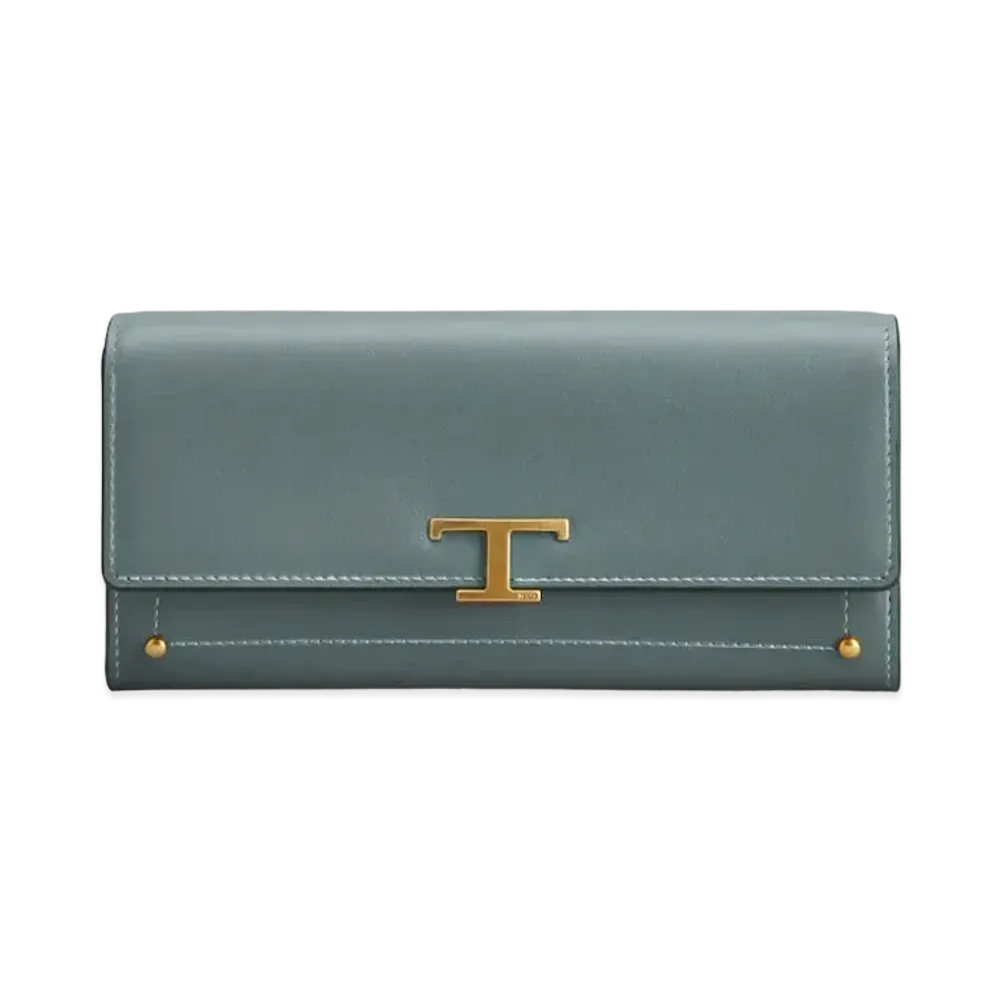 TOD'S T Timeless Wallet In Leather "Blue"
