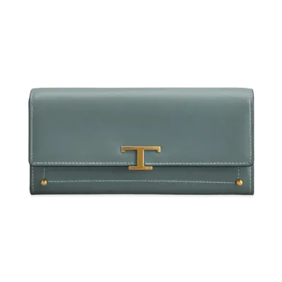 TOD'S T Timeless Wallet In Leather "Blue"