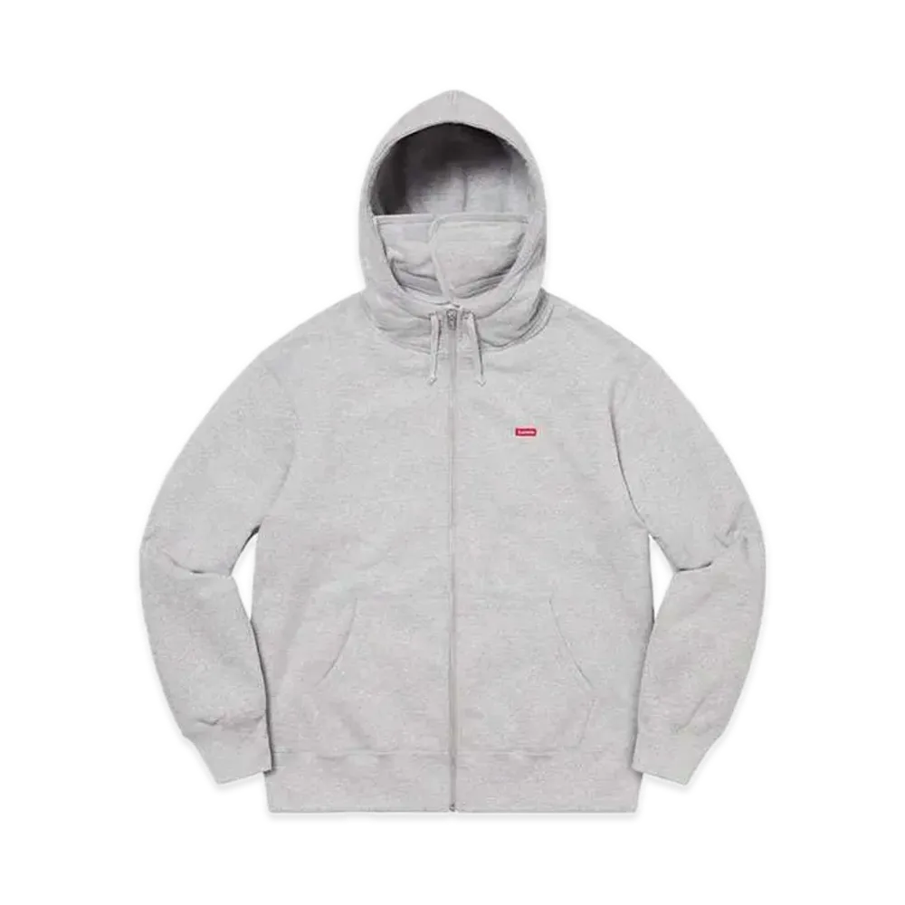 Supreme Small Box Facemask Zip Up Hooded Sweatshirt "Heather Grey"