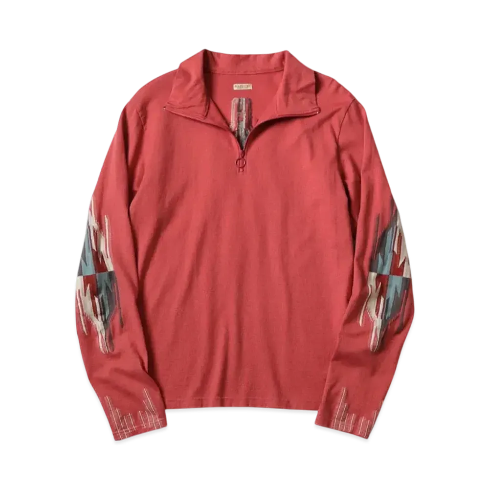 KAPITAL Ortega Half Zip Long Tee "Red"