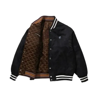 A BATHING APE Solid Camo Jacquard Nylon Reversible Bomber Padded Jacket "Black"