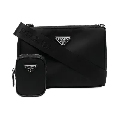 PRADA Re-Nylon & Saffiano Crossbody Bag "Black"
