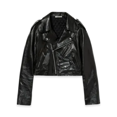 AURALEE Women's Lamb Leather Cropped Riders Jacket "Black"