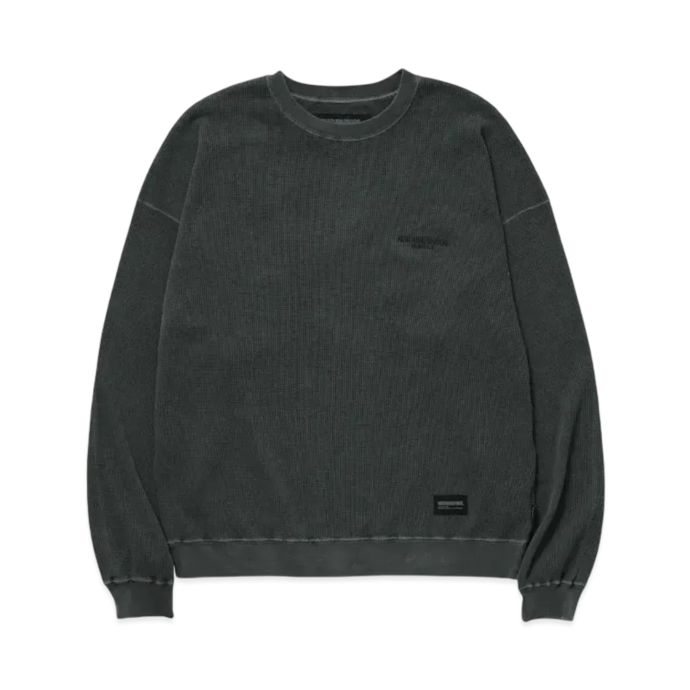 NEIGHBORHOOD Pigment Dyed Waffle Fabric Crewneck LS "Olive Drab"