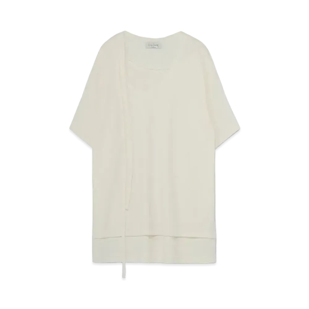 Yohji Yamamoto Pour Homme COTTON SMOOTH LAYERED HALF SLEEVES "White"
