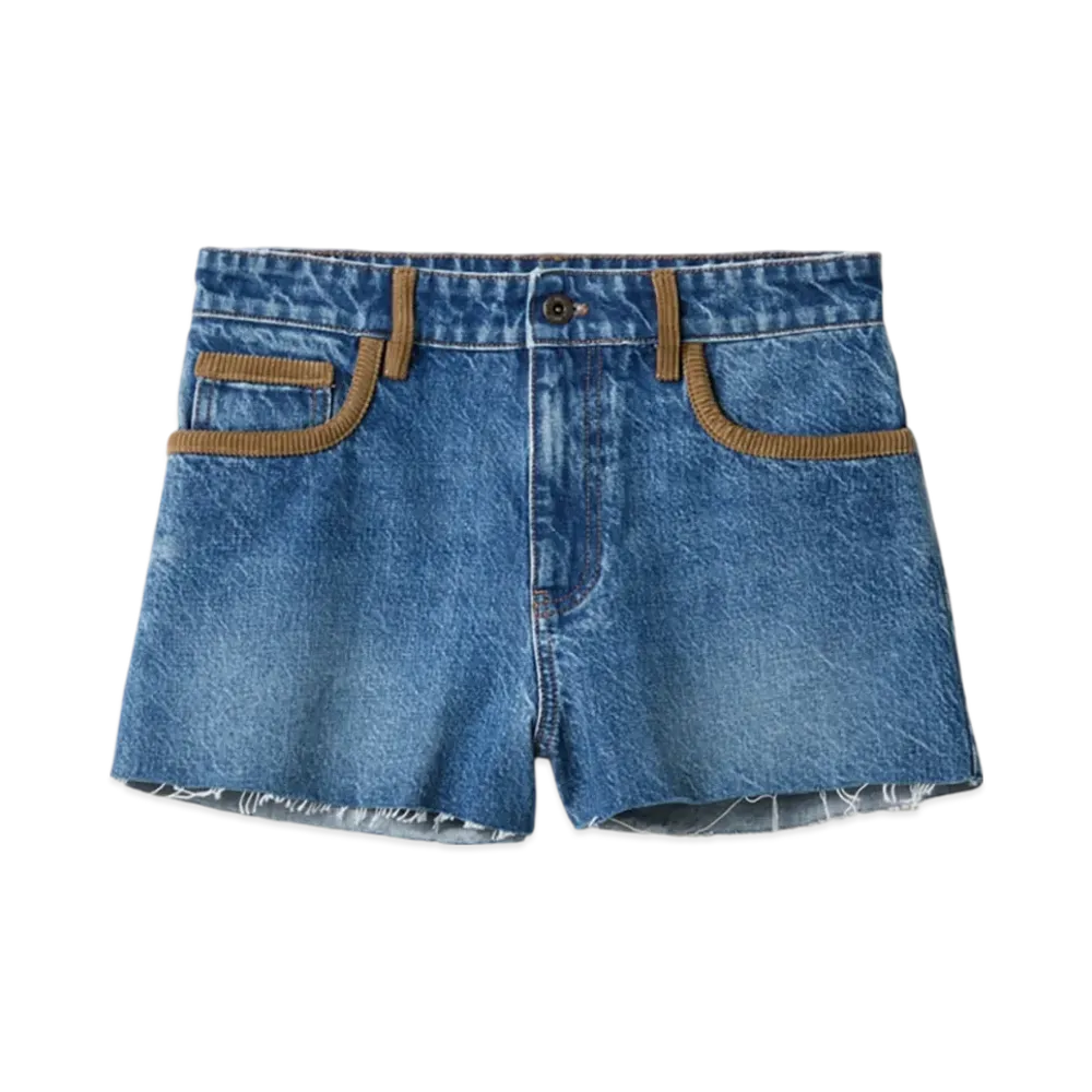 MIU MIU Denim and Corduroy Shorts "Sapphire Blue"