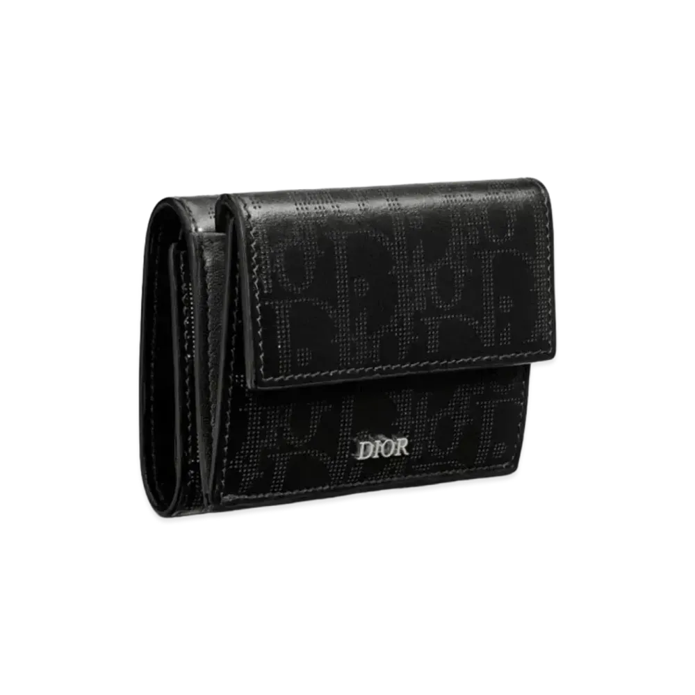 Dior Three Folded Wallet Dior Oblique Galaxy Leather "Black"