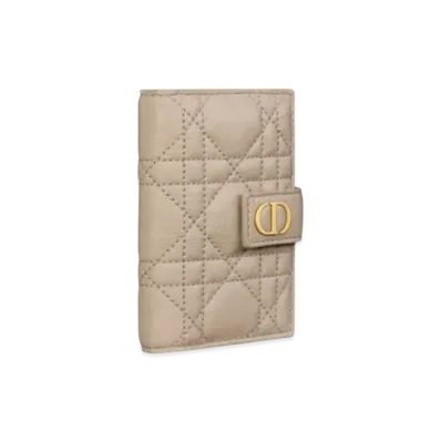 Dior Caro Vertical Card Holder Supple Cannage Calfskin "Sand"
